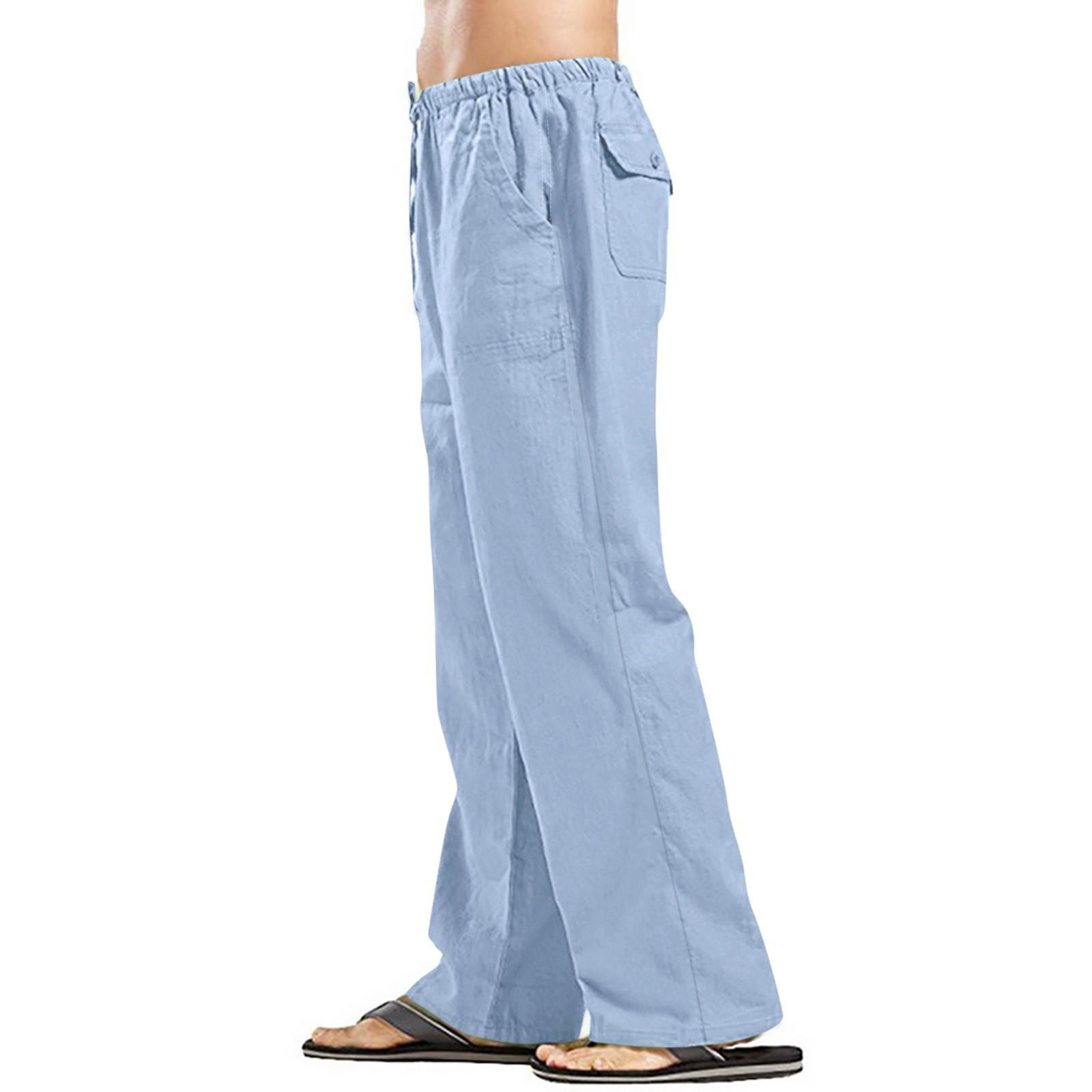 Мужские хлопковые льняные брюки — фото 14