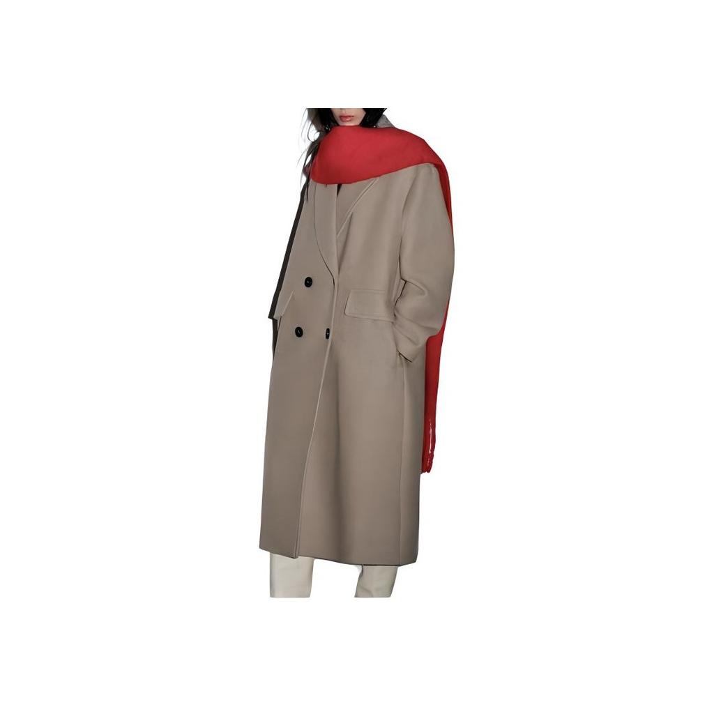 Zara Solid Color Loose Fit Lapel Long Sleeve Coat Women coats Light-Brown 3046345-706