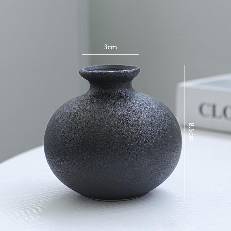 5Pcs Black Ceramic Vase Set Modern Minimalist Matte Flower Vases for Home Deco Living Room Table Centerpiece Wedding Party Decor
