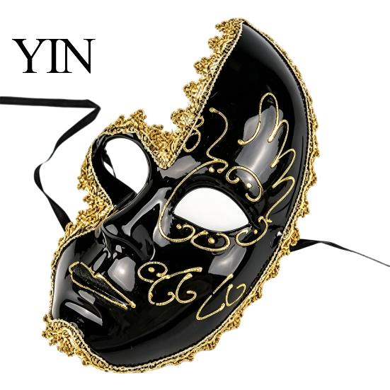 Masque Déguisement Fête de Noël Mascarade pour Hommes Femmes, Masque Bal Vénitien, Style Dentelle Vintage Bal Masqué Demi-Visage Halloween Costume Cosplay,