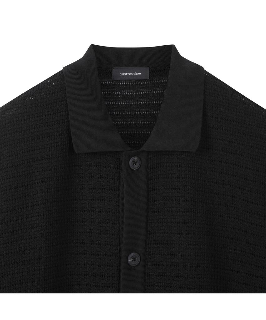 Customellow Black Mesh Half Sleeve Cardigan_Cwwam25312Bkx