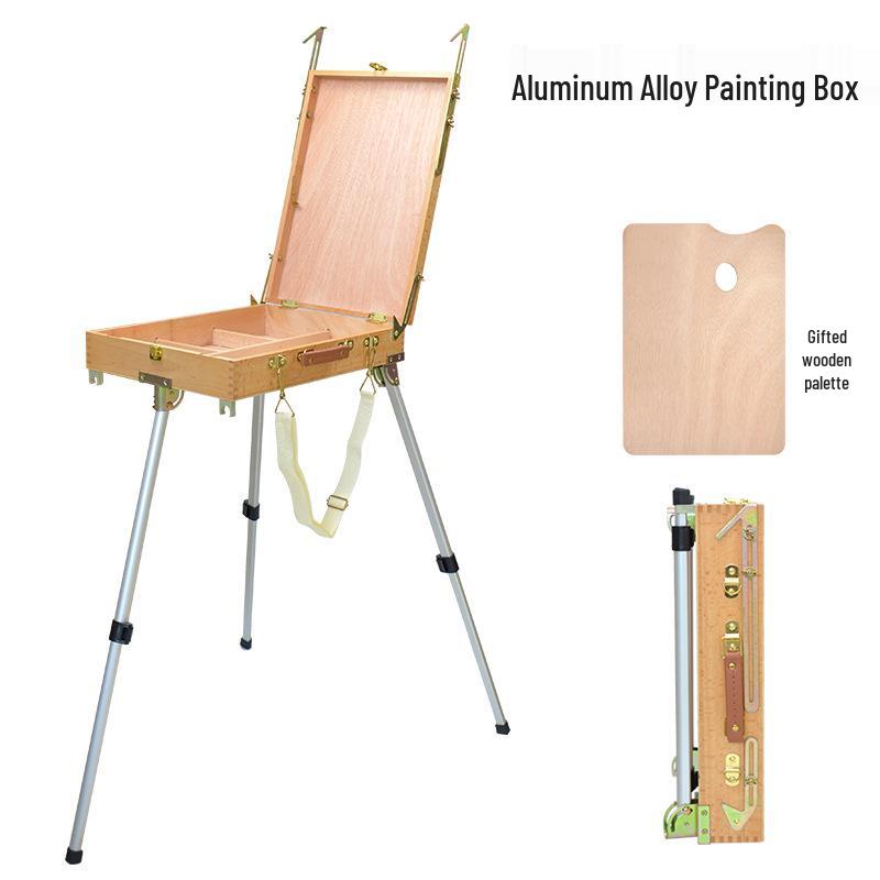 

Буковый и алюминиевый сплав Ящик для масляной живописи и эскизов с ножками