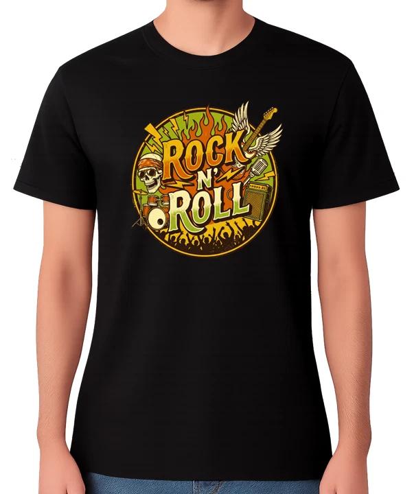 Rock N Roll Vintage Music Graphic Unisex T-Shirt Rockstar Classic Guitar Tee XXL