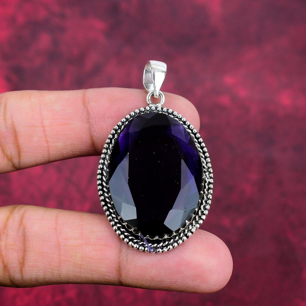 Pendentif en améthyste, bijoux en pierres précieuses, pendentif en argent sterling massif 925, cadeau pour femme, pendentif fait main