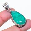 Natural Emerald(Simulated) Gemstone 925 Sterling Silver Pendant 1.65" AP-15255