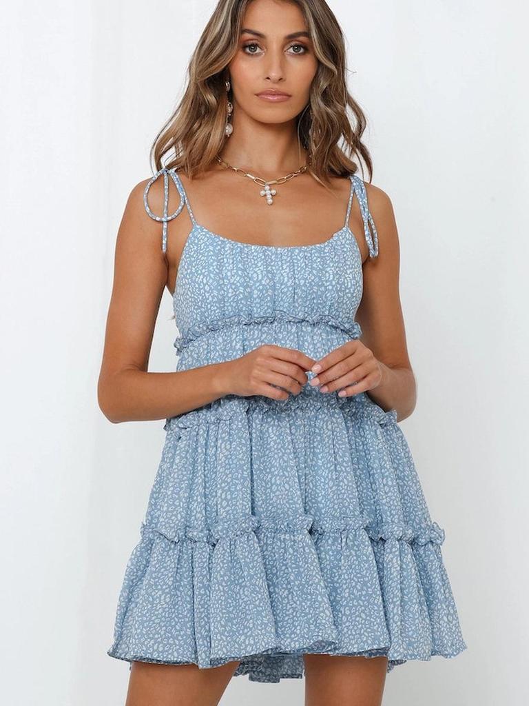 New Summer Vacation Style Printed Halter Dress