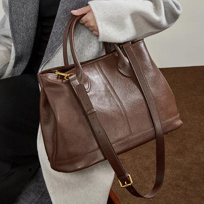 Real Leather Handbag - Large Capacity Women's Bag, Fashionable Shoulder Bag, High-end Tote Bag