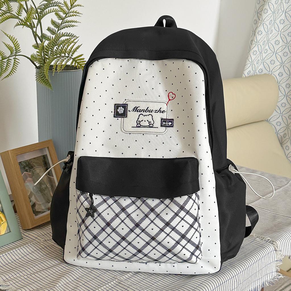 Schoolbag New Cute Cat Backpack Female Elementary School Bag Large Capacity Simple Commuter Backpack Junior High School Student