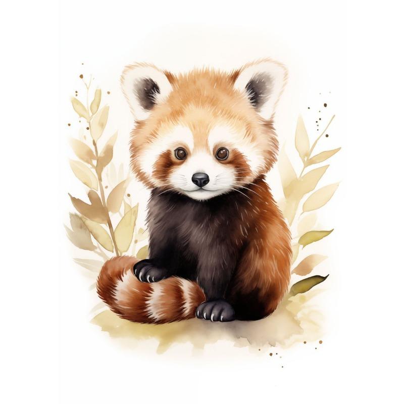 Red Panda Watercolor Arts Poster Print Canvas Art Pictures for Livng Room and Children Bedroom Home Decor Frameless Painting