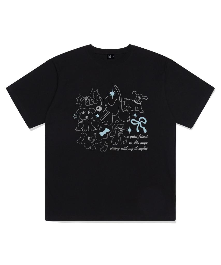 PAGESIISII Puppy Friends Print Oversized Short Sleeve T-Shirt [5 Colors]