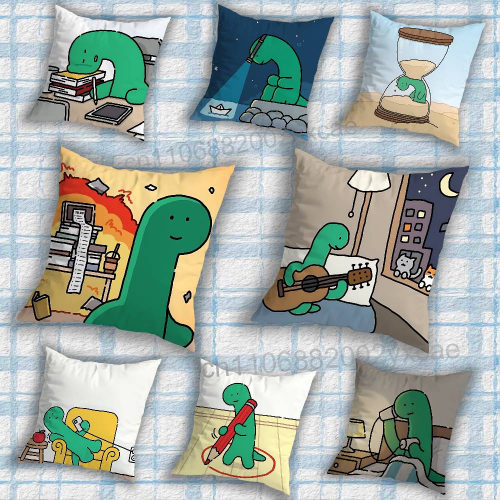 Green dinosaur Brachio Cushion Cover Suitable For Sofa Car Bedroom Office Cushions Decorative Pillow Case