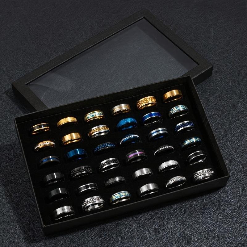 Anello in Acciaio di Titanio alla Moda Semplice Liscio Anelli per Coppia Personalità Stile ins Set di Anelli in Acciaio Inossidabile