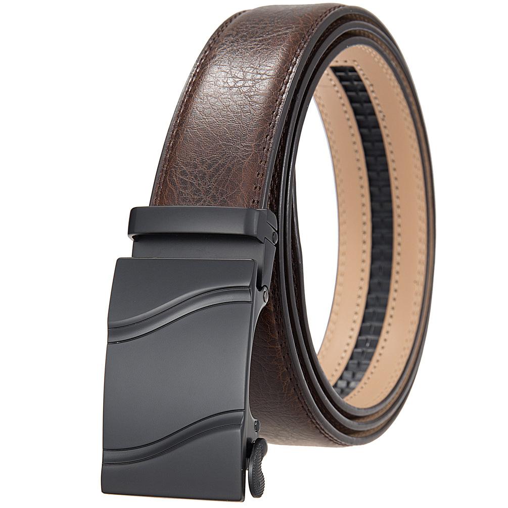 1Pcs Fashion Automatic Buckle Belt, Korean Version Of Men'S Belt, Two-Layer Cowhide Ly36-31703-1