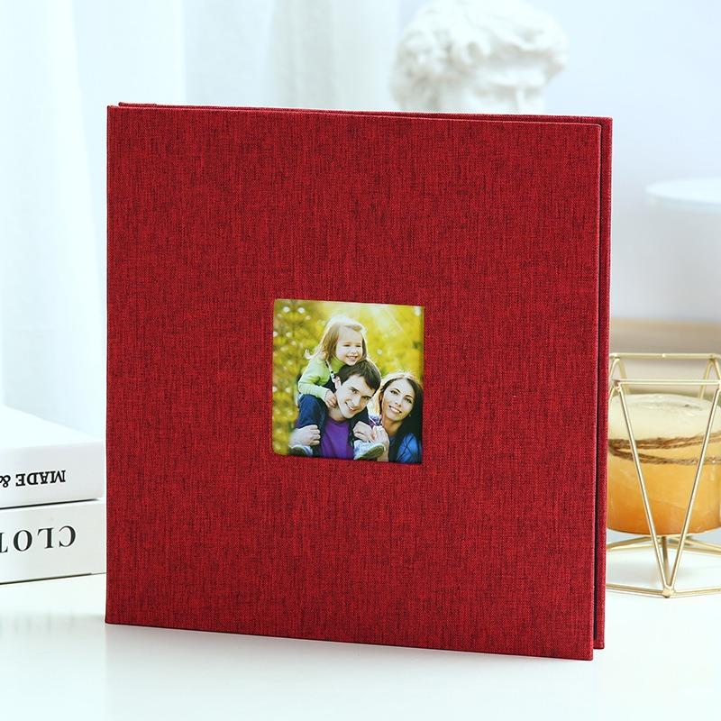 1PC Álbum de Fotos Laminado Autoadesivo Superfície de Linho Família DIY Colado Feito à Mão Álbum de Selos Artigos Domésticos