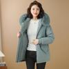 Women's winter pie overcomes big fur collar hooded waist design warm cotton jacket