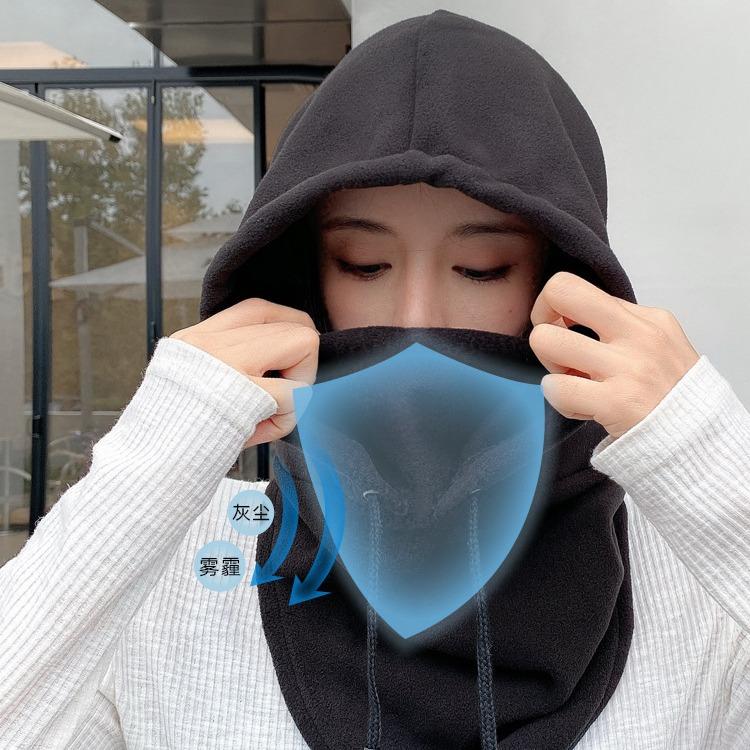 Herbst- und Wintermütze Damen Winter warme Maske Reiten winddichte Kapuzenmütze Kälteschutz Skifleece Schalabdeckung Integrierte Mütze