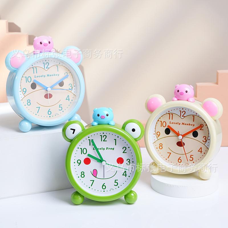 Simple and Cute Children's Alarm Clock Cartoon Student Dormitory Alarm Clock Lazy Bedside Clock Tabletop Ornament Clock