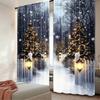 Christmas Snow Scene Printed Pole Bag Curtains Bedroom Living Room Decoration Home Curtain Set Of 2 Made Polyester Washable Ready