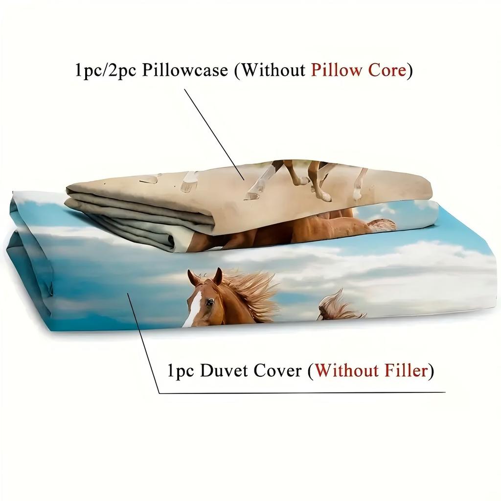 Wild Horse Desert Natural Landscape 3D Printed bedding set Wildlife style Quilt cover Soft Comfortable Duvet Cover Pillowcases