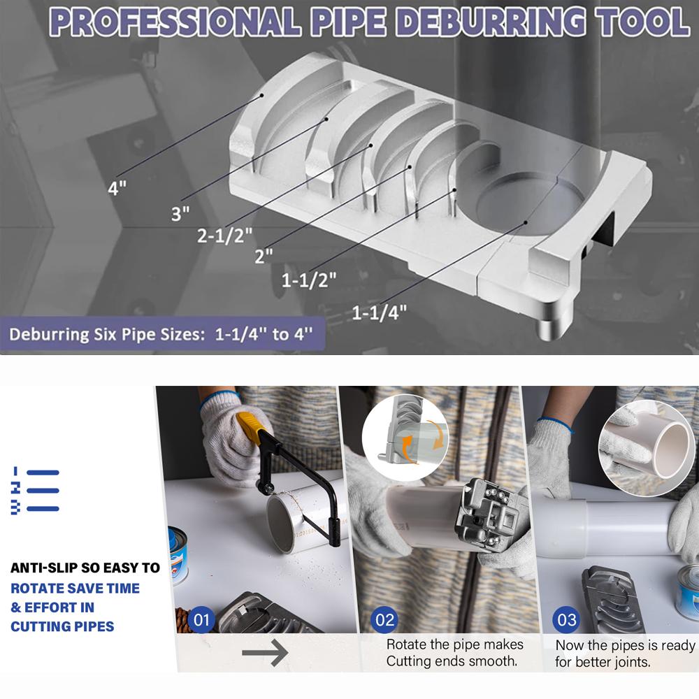 Deburring Tool for Plastic Pipe Professional PVC Pipe Reamer Deburrs Seven Pipe Size 1-1/4-Inch - 4-Inch Pipe Reamer Dropship