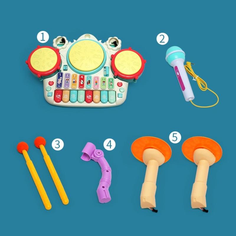 Children Musical Instruments Toys Jazz Drum Set Percussion Music With Microphone Kids Electronic Keyboard Puzzle Educational Toy