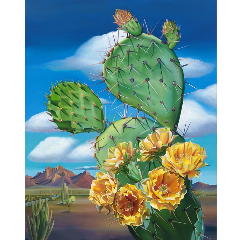 5D DIY Full Round Drill Diamond Painting Cactus Flower Kit Home Decor 40x50cm
