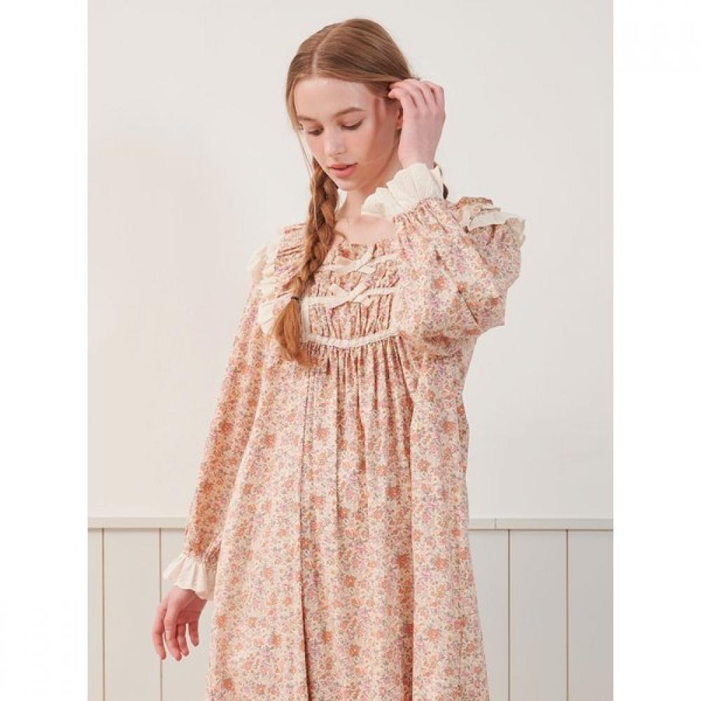 Lunaluz Women S Long Sleeve Square Neck Marmalade dreSS