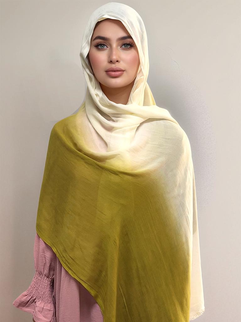 New Two Color Hijabs Gradient Scarf Muslim Shawl Wrap Islamic Women Headscarf Long Shawls Arabic Female Foulard