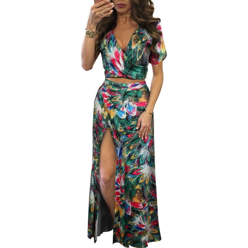 M482 Cross-Border Boutique European and American Popular Amazon Independent Station Classic Floral Hot Sale Dress Two-piece Set
