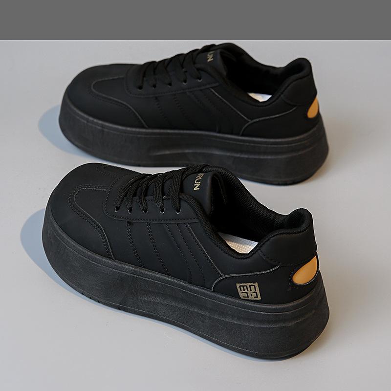 

Увеличивающие рост толстые туфли на платформе женские летние 2024 года новые ретро-обувь для хлеба универсальные студенческие спортивные белые туфли прилив 40 чёрный