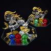 Fourcart Handmade Glass Feng Shui Lucky Dragon, Size: Dragon Width: 10cm, Mirror Width: 111cm, FG109XS