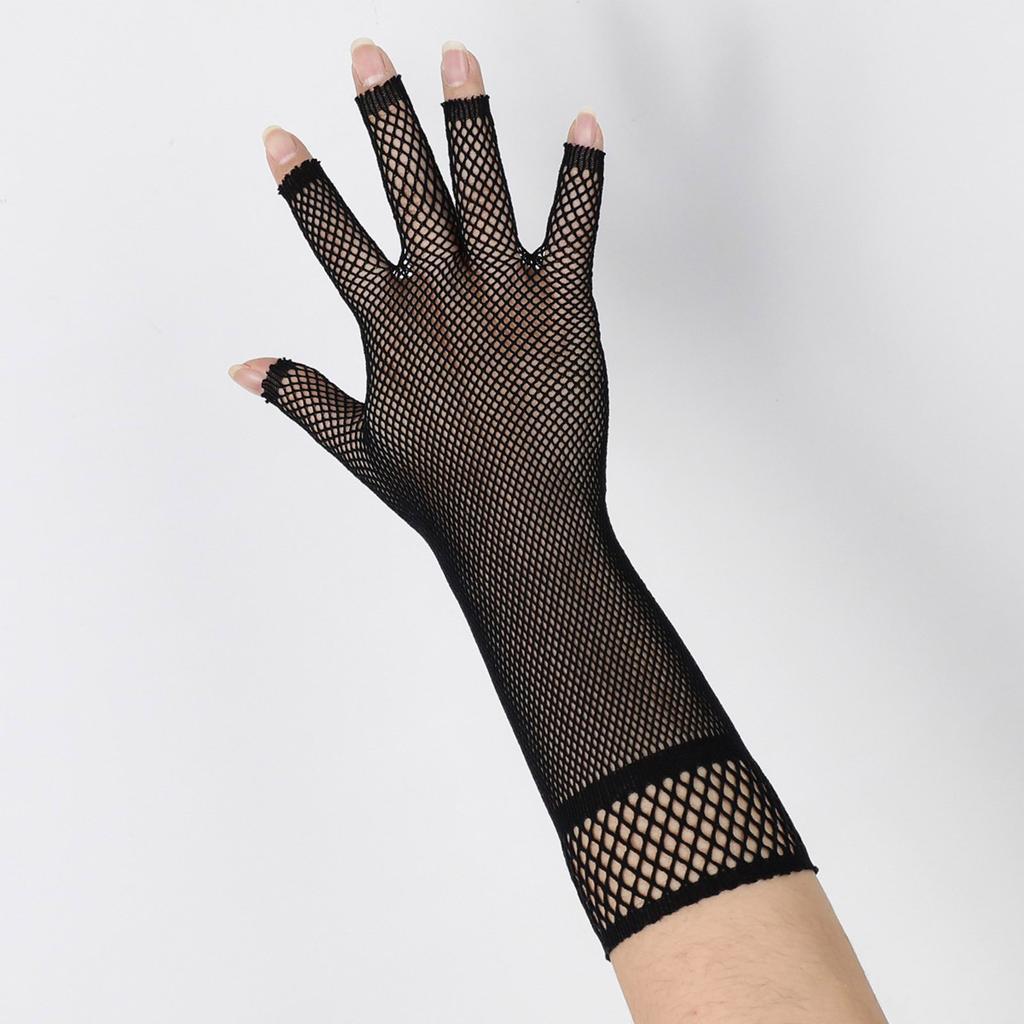 Fishnet Gloves Nightclub Dancing Gloves Christmas Party Supply Half Finger Stretchy Gloves for Concert Operas