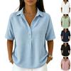 Women's Casual Waffle Knit Polo Shirt Short Sleeve Button Up Relaxed Fit Lightweight Top for Everyday Wear