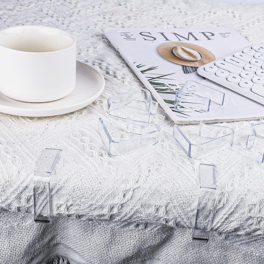 LUTER 8pcs Plastic Tablecloth Clips, Transparent, 0.7-1.4 inch Thickness, ABS Material, Table Cover Clips for Home, Party, Picnic, Wedding, Buffet,