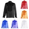 Polyester Satin Ballroom Performance Shirt For Men And Women With Ruffle Details For Halloween Stage Shows