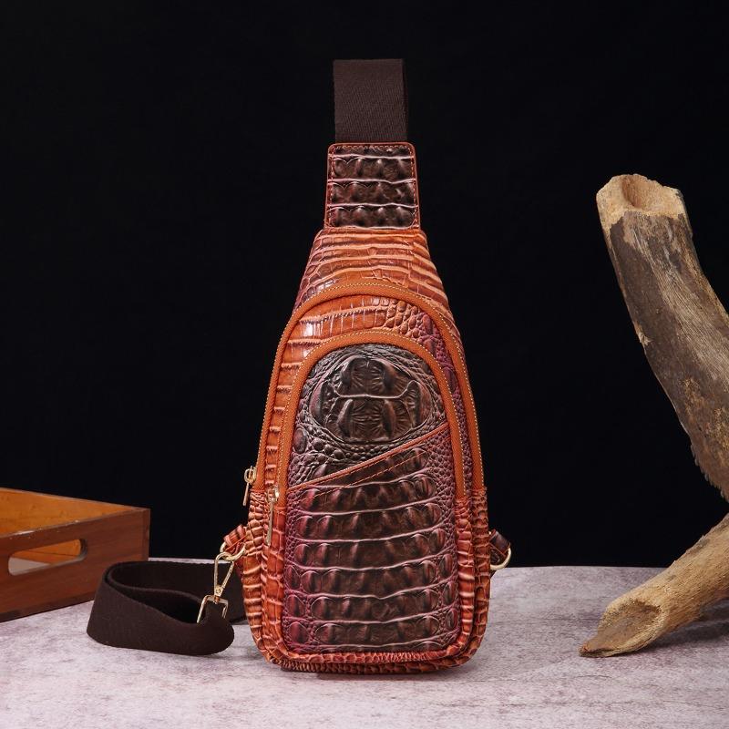 Vintage-Mode, breiter Riemen, Damen-Gürteltasche, Umhängetasche, Krokodildruck