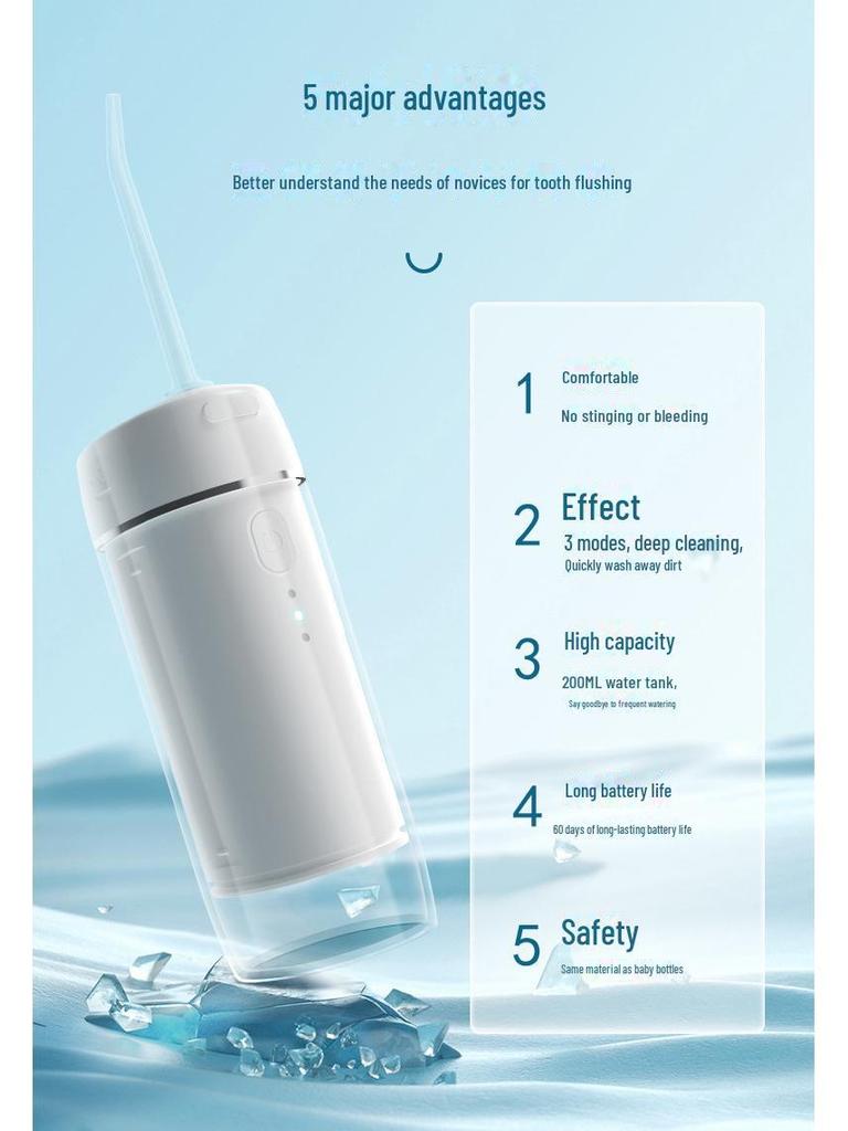 Portable Electric Water Flosser for Orthodontics - Retractable Oral Cleaner for Deep Teeth Cleaning At Home