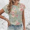Elegant Simple Loose Women's T-shirt Summer Breathable Comfortable Round Neck T-shirt Fashion Vintage Flower Print T-shirt