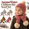Warm Children Hat Scarf Set Autumn Winter Baby Earflap Hat Fashion Toddler Knit Beanie Ages 2-6