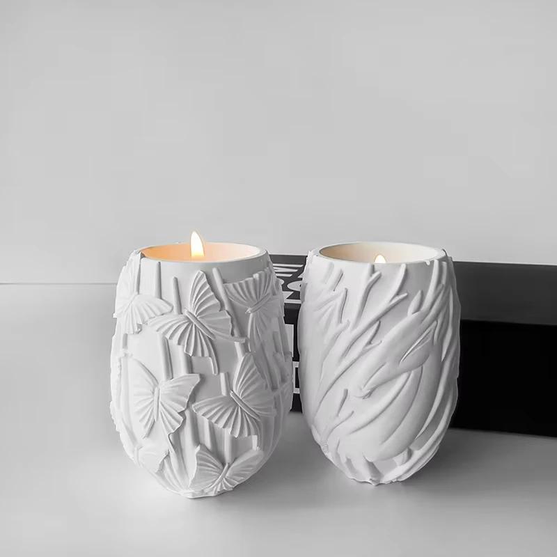 DIY Animal Relief Candle Jar Silicone Mold Handmade Plaster Candle Cup Clay Molds Gypsum Form Pottery Wax Making Home Decoration