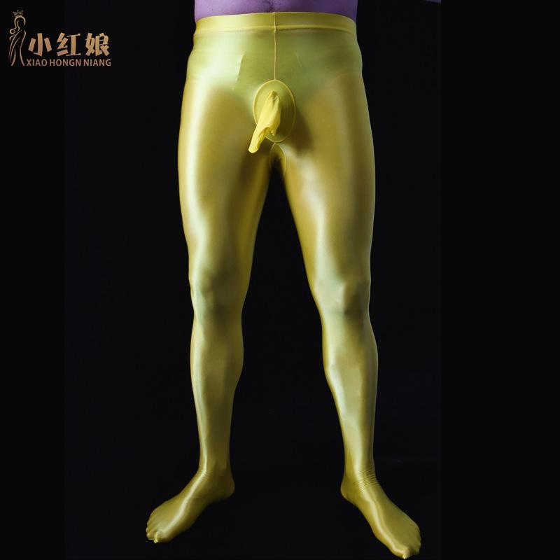 Men'S Sexy Glossy Smooth Skin-Friendly Footed Vertical Line Stockings Silky Super Elastic Tight Dance Yoga Pantyhose