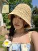 Straw hat women's new summer models show face small seaside bucket hat sunshade versatile bucket hat outing basin hat