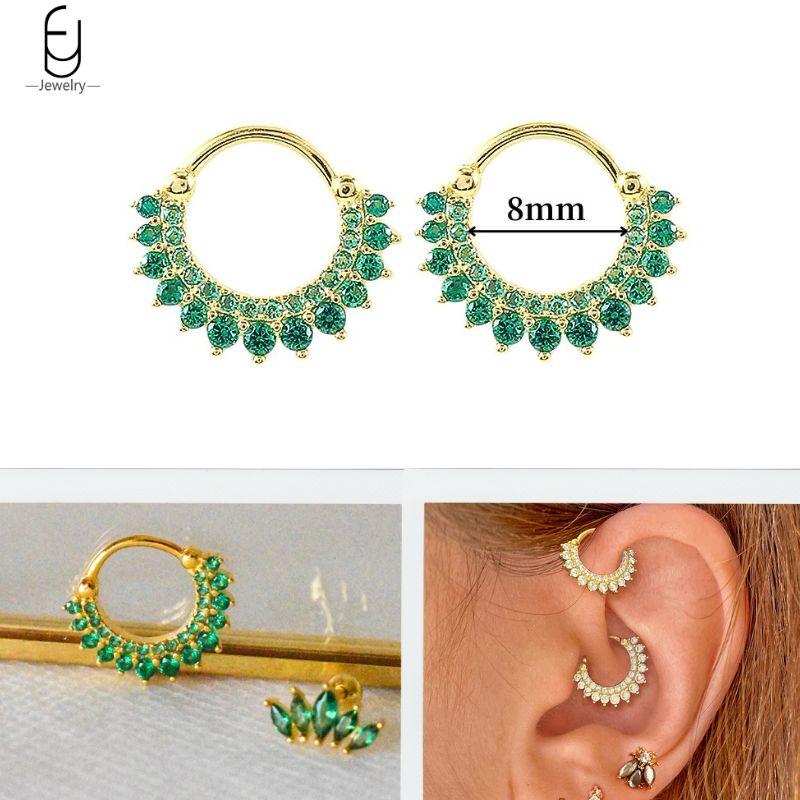 925 Silbernadel Grüne Zirkon Gold Ohrringe Herz Creolen für Damen Zarte Steckerohrringe Luxuriöser Schmuck Geschenke