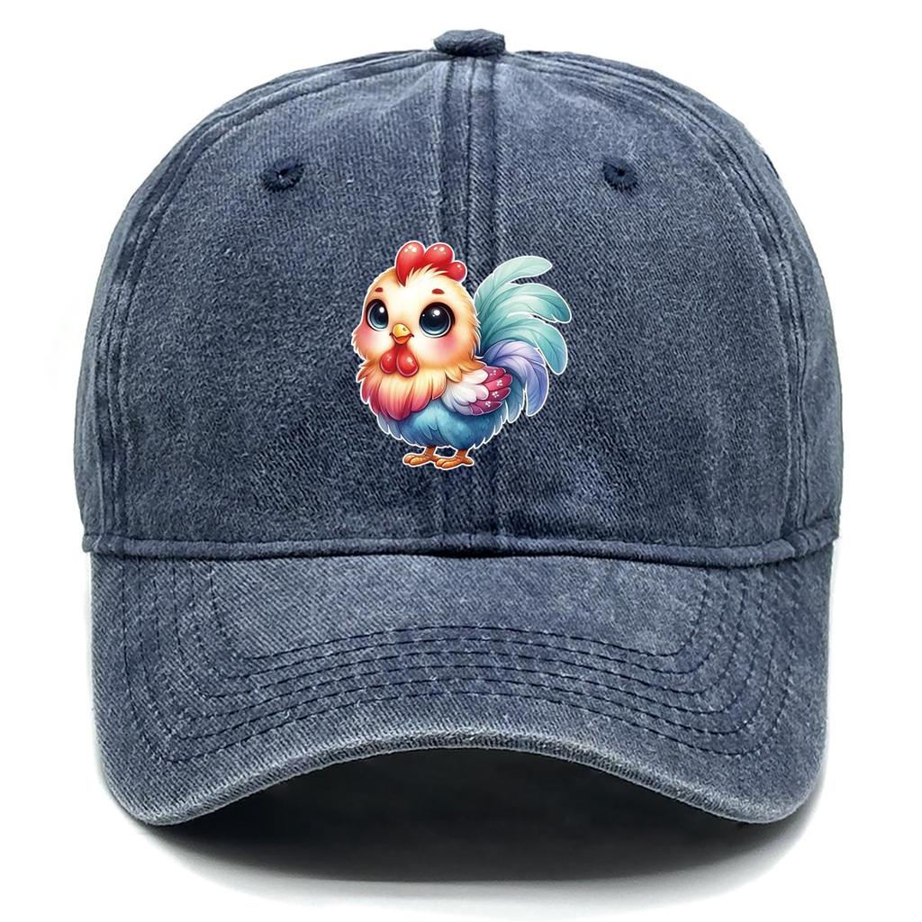 Rooster Print Adjustable Baseball Hat, Animal Flat Cap Lightweight Vintage Non-Stretch Fabric Headwear Snapback Sun Hat