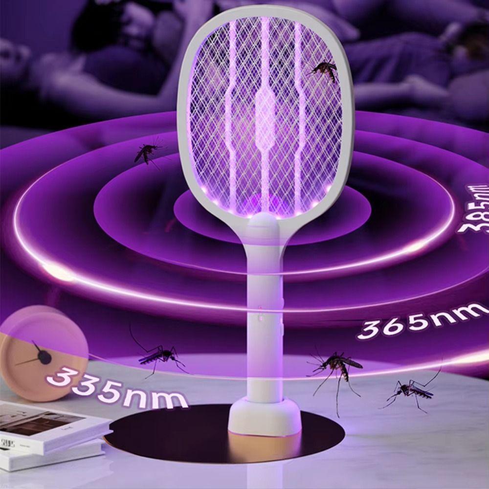 Portable 2 In 1 Bug Zapper Handheld Mosquito Trap Lamp Fast USB Charging Fly Swatter  Office