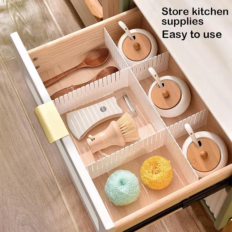 Latest Models 10Pieces Adjustable Drawer Dividers Durable Storage Organizer for Cosmetic Socks Underwear Clothes for Cabinets