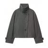 Damen Vintage Stehkragen Jacke Freizeit Unifarben Oberbekleidung Herbst Winter Kleine Frauen