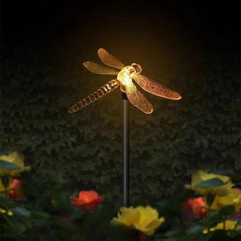 Solar Garden Decorative LED Lawn Light Dragonfly Butterfly Hummingbird Animal Shape Pastoral Design Ground Stake Outdoor