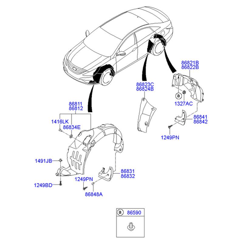 Parafango per Hyundai Sonata NF/i45 2010-2013 (8a generazione) 86841-3S000