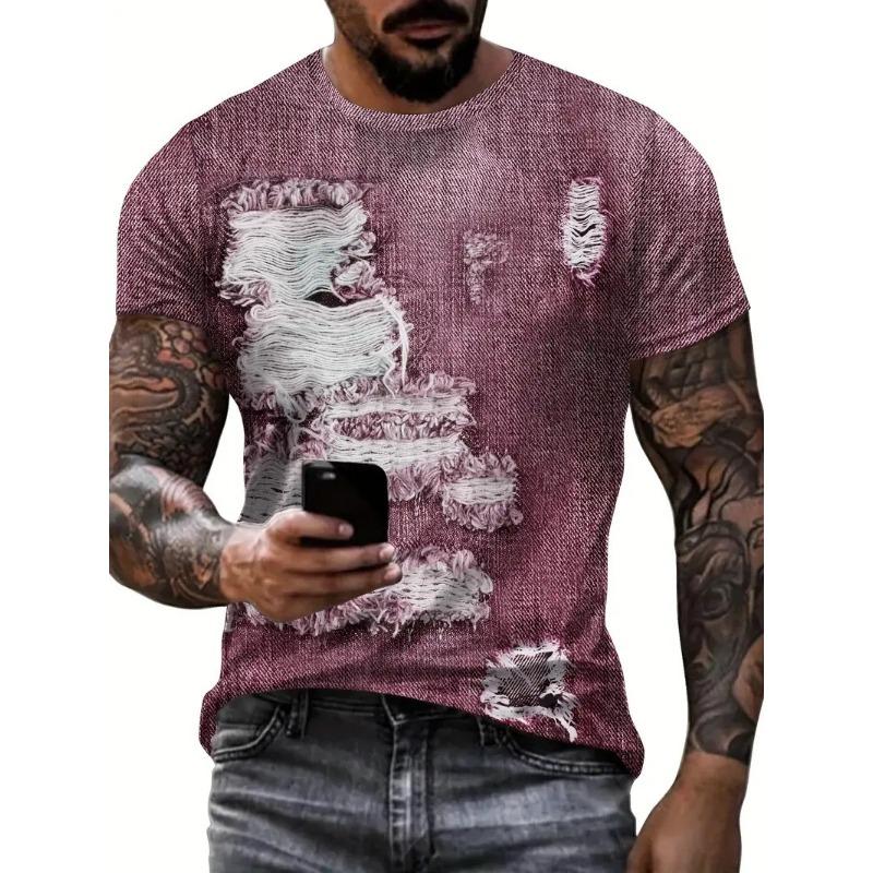 2025 Lato Krótki Rękaw Amerykański High Street Retro Wszechstronny Styl Męski Luźny Modny Marka Krótki Rękaw